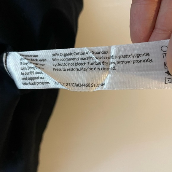 Eileen Fisher Organic Cotton Poplin Apron Dress Size Medium Large Black Pinafore - Picture 8 of 9